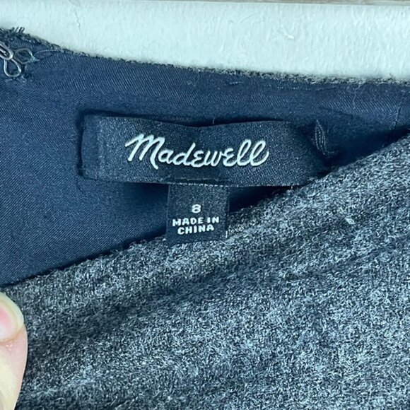 Madewell wool blend grey Shirttail Mini Skirt size 8 academia preppy fall winter - Picture 9 of 13